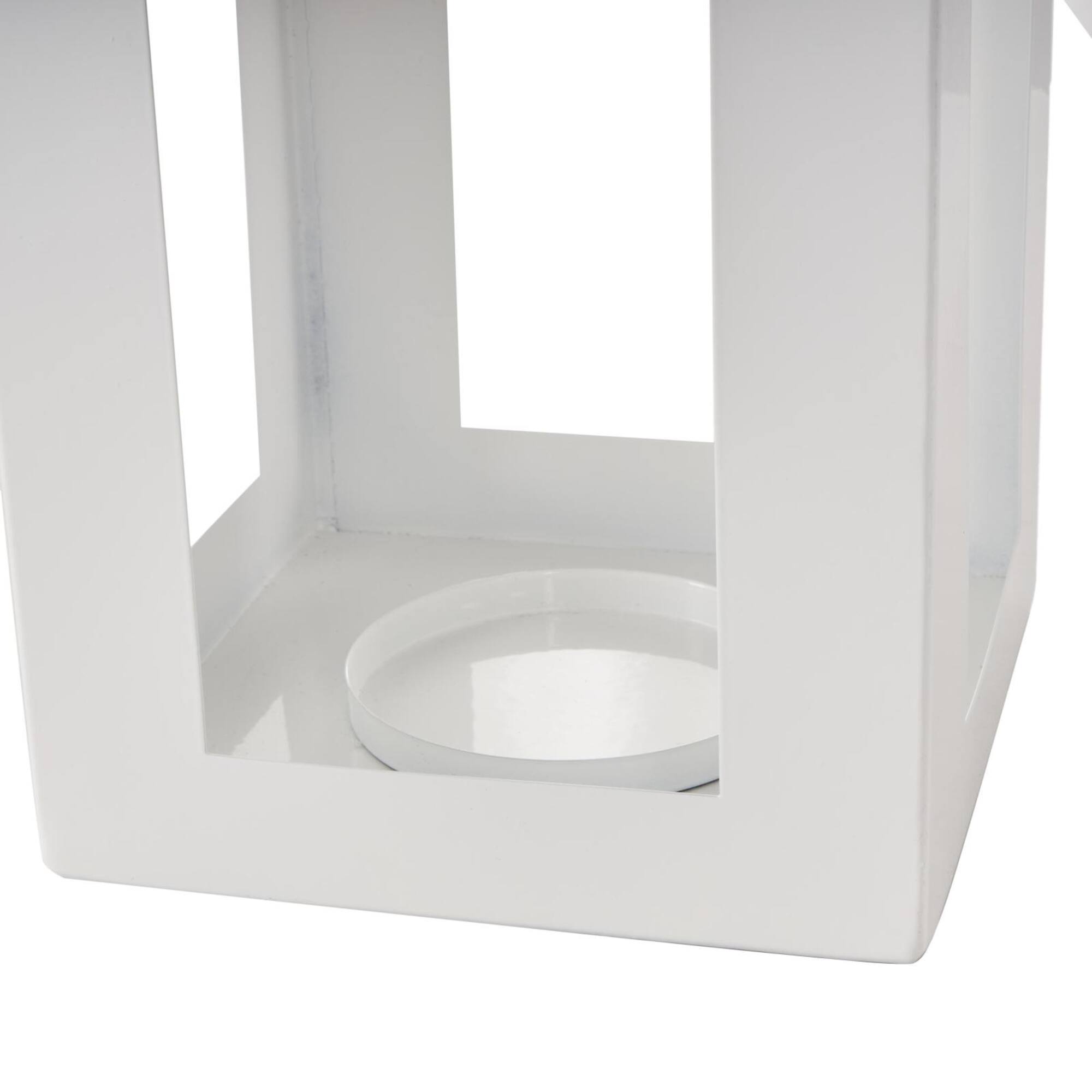 27" White Metal Arched Cutout Candle Lantern